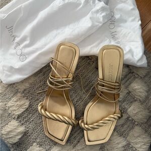 Jimmy Choo Metallic Gold Gladiator Strappy Sandals